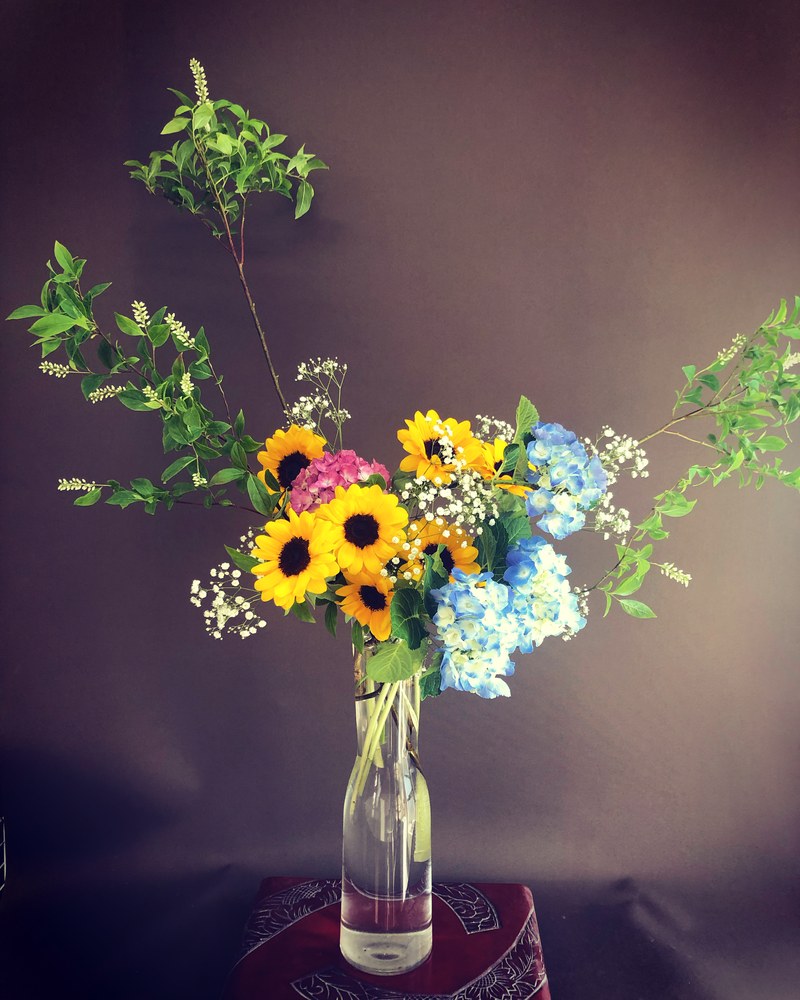 いけばな作品 向日葵と紫陽花